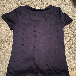 Eyelet twist short sleeve top